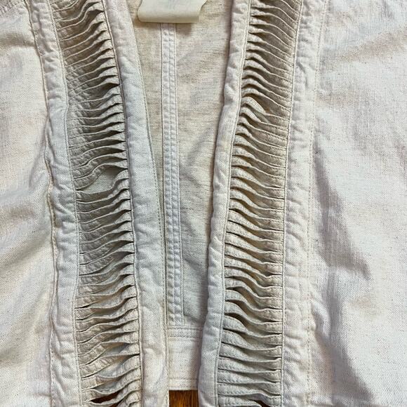 Anthropologie Hei Hei Jacket Womens Medium Large Ladder Beige Linen Blend Coat - Picture 2 of 7